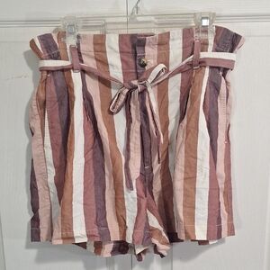 Madewell High Waist Paperbag Shorts Tie Waist Relaxed Fit Striped - 12 - Browns